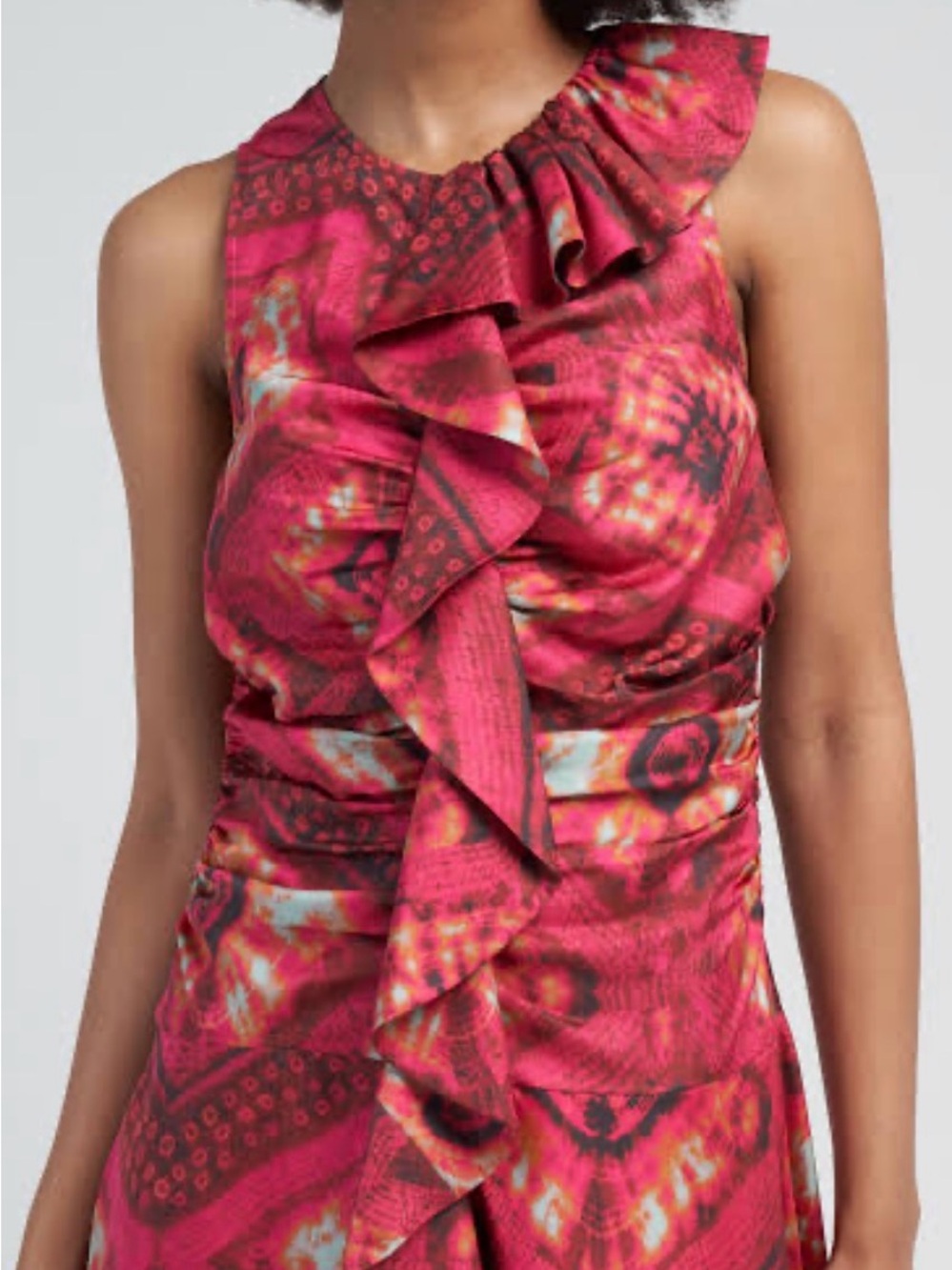 NWT Ulla Johnson Othella 100% Silk Floral Ruffle Midi Dress Pink Sz 4 - Picture 7 of 13